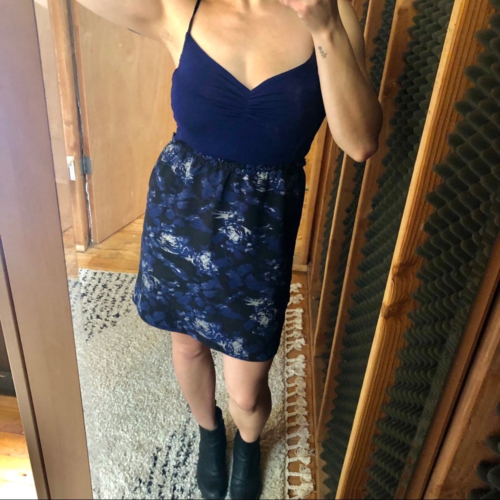 Navy Ruched Mini Dress - Silence + Noise